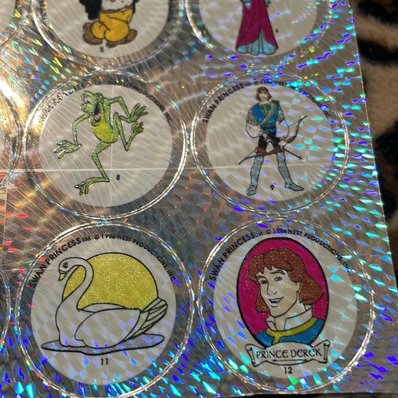 1995 POPEYE SWAN PRINCESS 👑Prism Stickers Sheet 90s Holographic Cartoon Vintage - Picture 7 of 17
